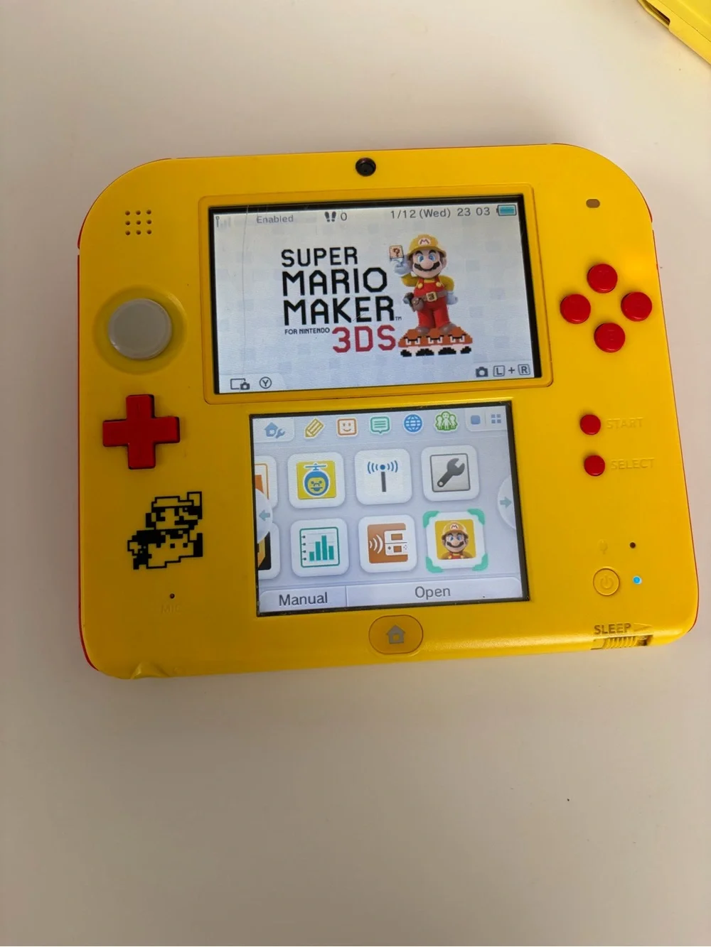 Nintendo 2DS XL Yellow Handheld Console with Red Buttons